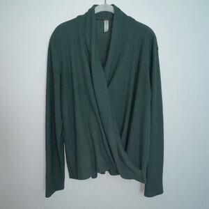 Anthropologie Daily Practice Waffle Knit Wrap Top Green XL Loungewear Athleisure